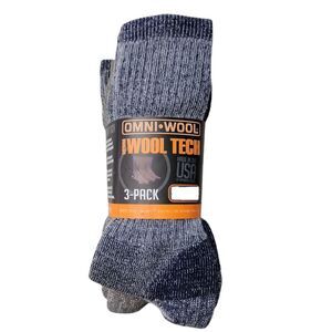 Omni Wool Unisex Warm Merino Wool Hikers & Hunting Socks, 3 Pack - Blue/Tan/Grey